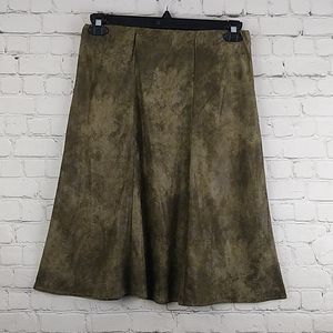 Christopher & Banks Floral Skirt Micro Faux Suede
